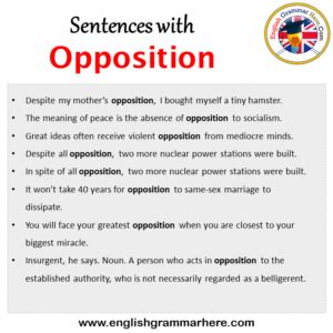 opposition in a sentence